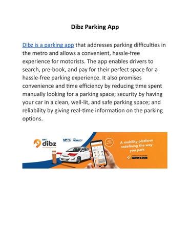 Guide to Using the Dibz Parking App .